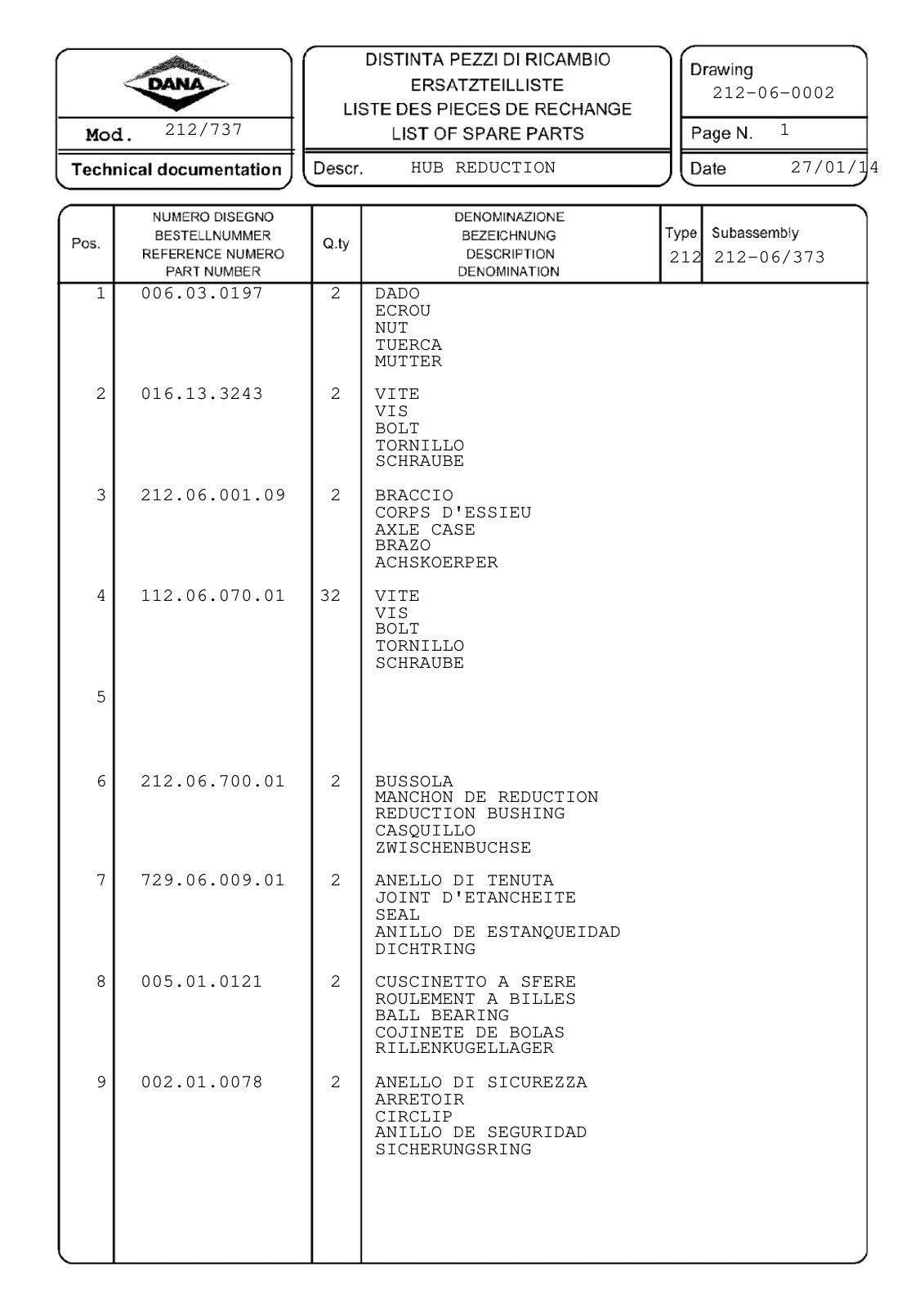 Dana Spicer 212/737 Steering Axle Parts Catalog for Dieci ET 177 Telehandler – sample page 2