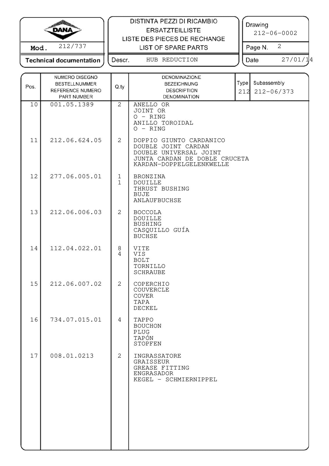 Dana Spicer 212/737 Steering Axle Parts Catalog for Dieci ET 177 Telehandler – sample page 3