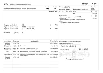 Dana Spicer 212/751 Steering Axle Parts Catalog for Dieci ET173 - ET176 Telehandler – sample page 1