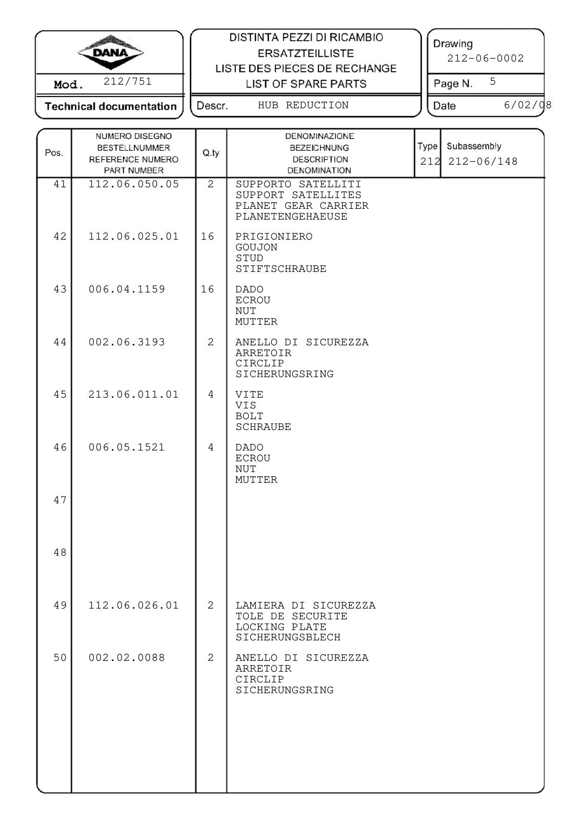 Dana Spicer 212/751 Steering Axle Parts Catalog for Dieci ET173 - ET176 Telehandler – sample page 3