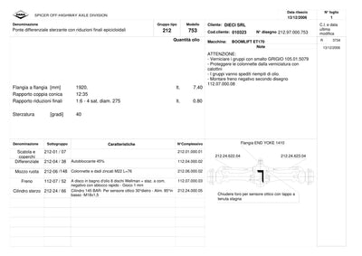 Dana Spicer 212/753 Steering Axle Parts Catalog for Dieci ET170 Telehandler – sample page 1