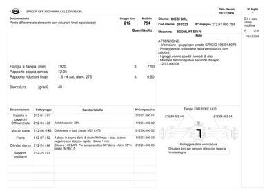 Dana Spicer 212/754 Steering Axle Parts Catalog for Dieci ET170 Telehandler – sample page 1