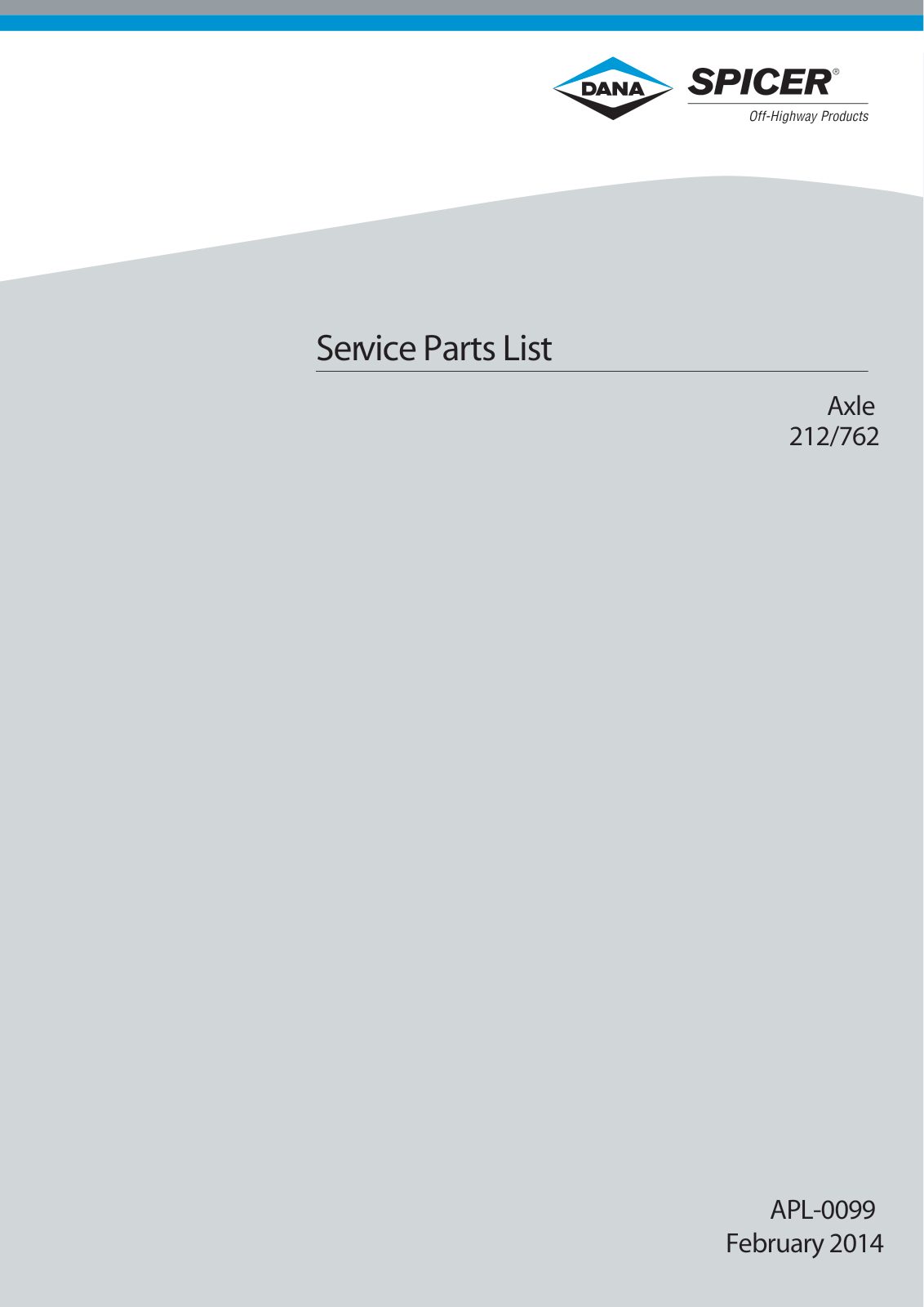 Dana Spicer 212/762 Steering Axle Parts Catalog for Dieci ET154 - 156 - 158 Telehandler – cover