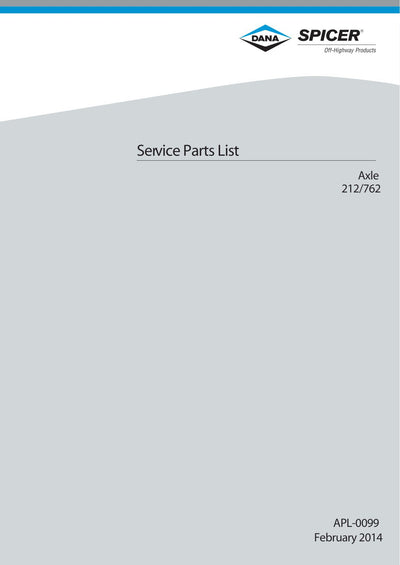 Dana Spicer 212/762 Steering Axle Parts Catalog for Dieci ET154 - 156 - 158 Telehandler – cover