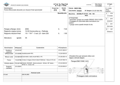Dana Spicer 212/762 Steering Axle Parts Catalog for Dieci ET154 - 156 - 158 Telehandler – sample page 1