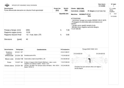 Dana Spicer 212/763 Steering Axle Parts Catalog for Dieci ET157 Telehandler – sample page 1