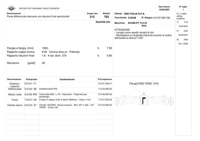 Dana Spicer 212/782 Steering Axle Parts Catalog for CNH TLH 03 Telehandler – sample page 1