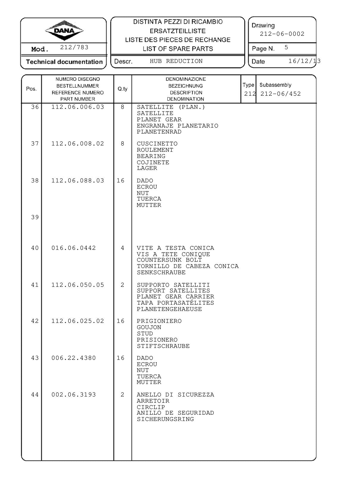 Dana Spicer 212/783 Steering Axle Parts Catalog for CNH TLH 03 Telehandler – sample page 2