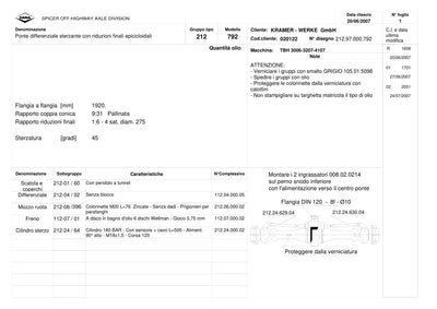 Dana Spicer 212/792 Steering Axle Parts Catalog for Kramer 3006-3207-4107 Telehandler – sample page 1