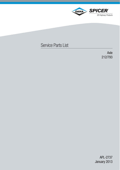Dana Spicer 212/793 Steering Axle Parts Catalog for Kramer 3006-3207-4107 Telehandler – cover