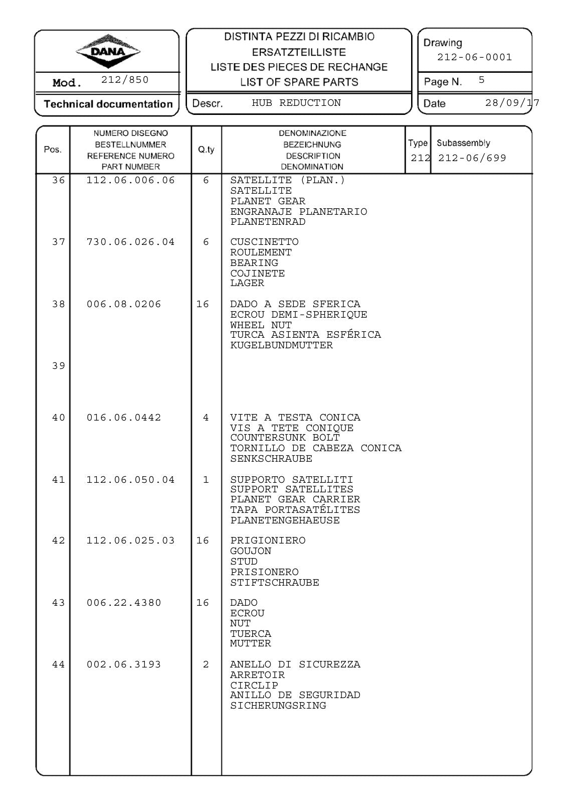 Dana Spicer 212/850 Steering Axle Parts Catalog for Agri-Tel 270 Telehandler – sample page 3