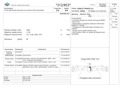 Dana Spicer 212/853 Steering Axle Parts Catalog for Bobcat PF2 - PF3A Telehandler – sample page 1