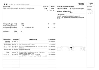 Dana Spicer 212/876 Steering Axle Parts Catalog for Concrete Mixer – sample page 1