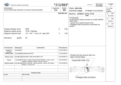 Dana Spicer 212/883 Steering Axle Parts Catalog for Dieci ET154 - ET158 Telehandler – sample page 1