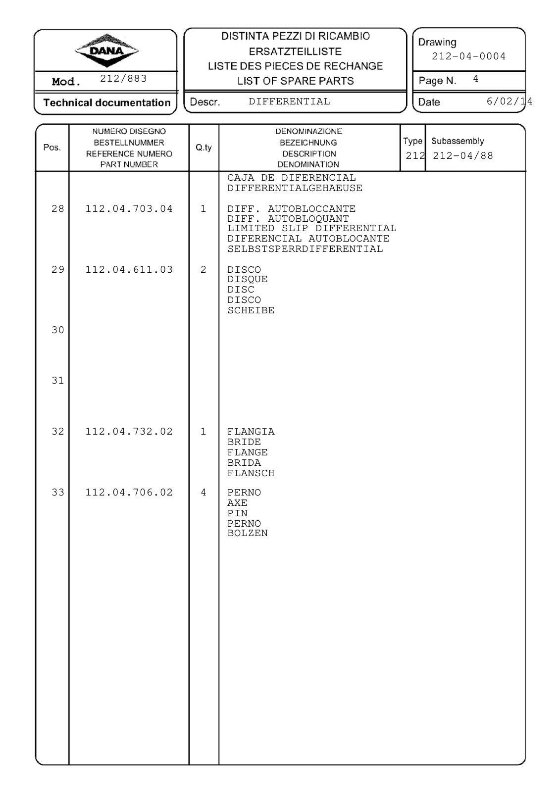 Dana Spicer 212/883 Steering Axle Parts Catalog for Dieci ET154 - ET158 Telehandler – sample page 2
