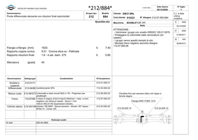 Dana Spicer 212/884 Steering Axle Parts Catalog for Dieci ET 177 Telehandler – sample page 1