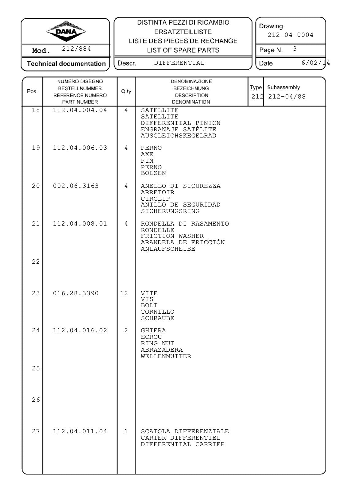 Dana Spicer 212/884 Steering Axle Parts Catalog for Dieci ET 177 Telehandler – sample page 2