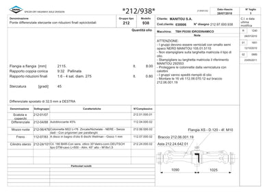 Dana Spicer 212/938 Steering Axle Parts Catalog for Manitou P0350 Telehandler (Manitou 292553) – sample page 1
