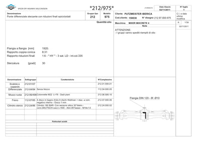 Dana Spicer 212/975 Steering Axle Parts Catalog for Putzmeister MIXCRETE 4 Concrete Mixer – sample page 1