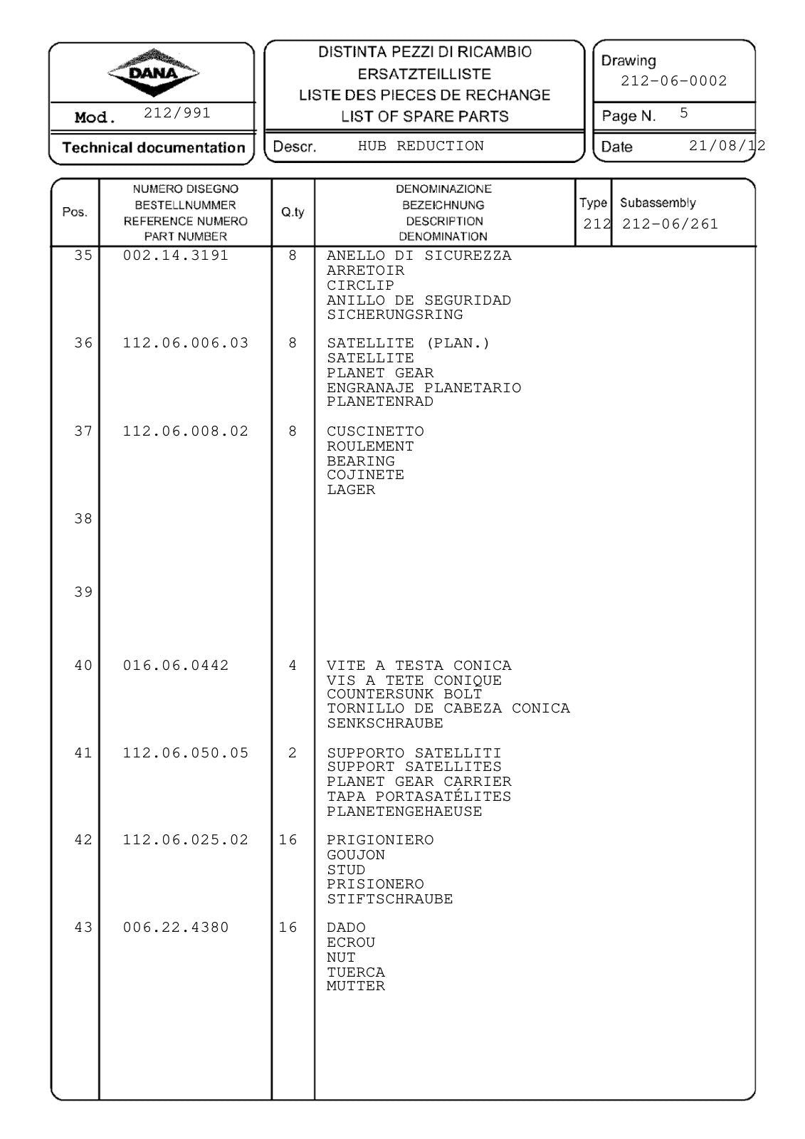 Dana Spicer 212/991 Steering Axle Parts Catalog for Manitou P0211-P0213-P0214 Telehandler (Manitou 299939) – sample page 3