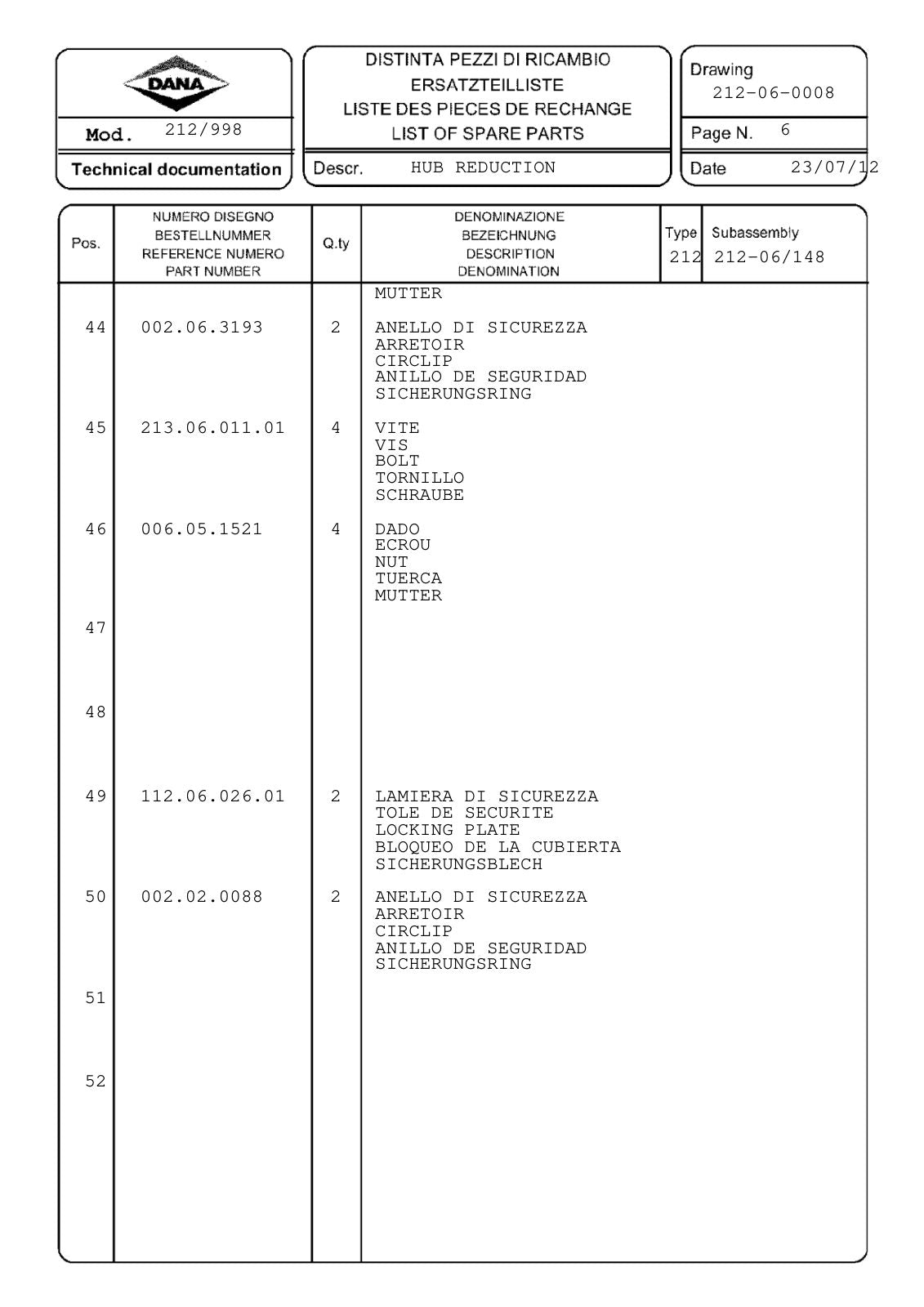 Dana Spicer 212/998 Steering Axle Parts Catalog for Dieci AGRIPLUS ET174 Telehandler – sample page 2