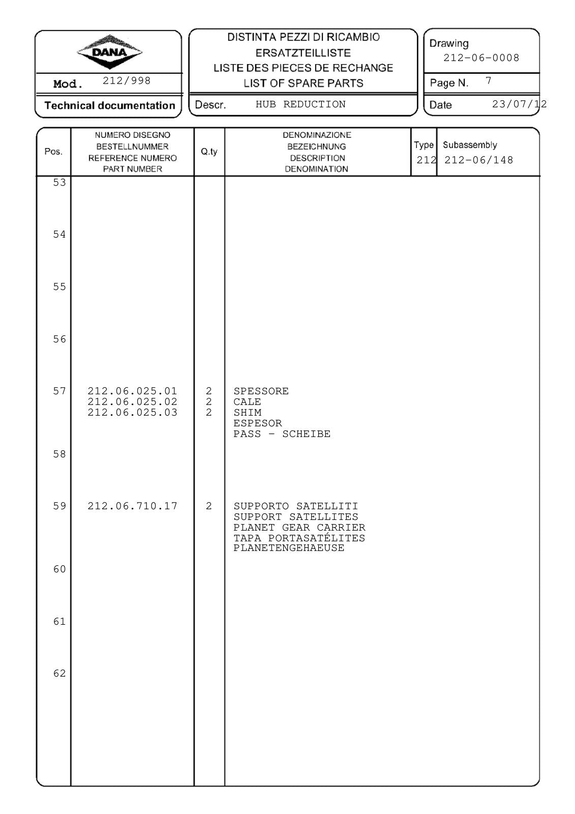 Dana Spicer 212/998 Steering Axle Parts Catalog for Dieci AGRIPLUS ET174 Telehandler – sample page 3