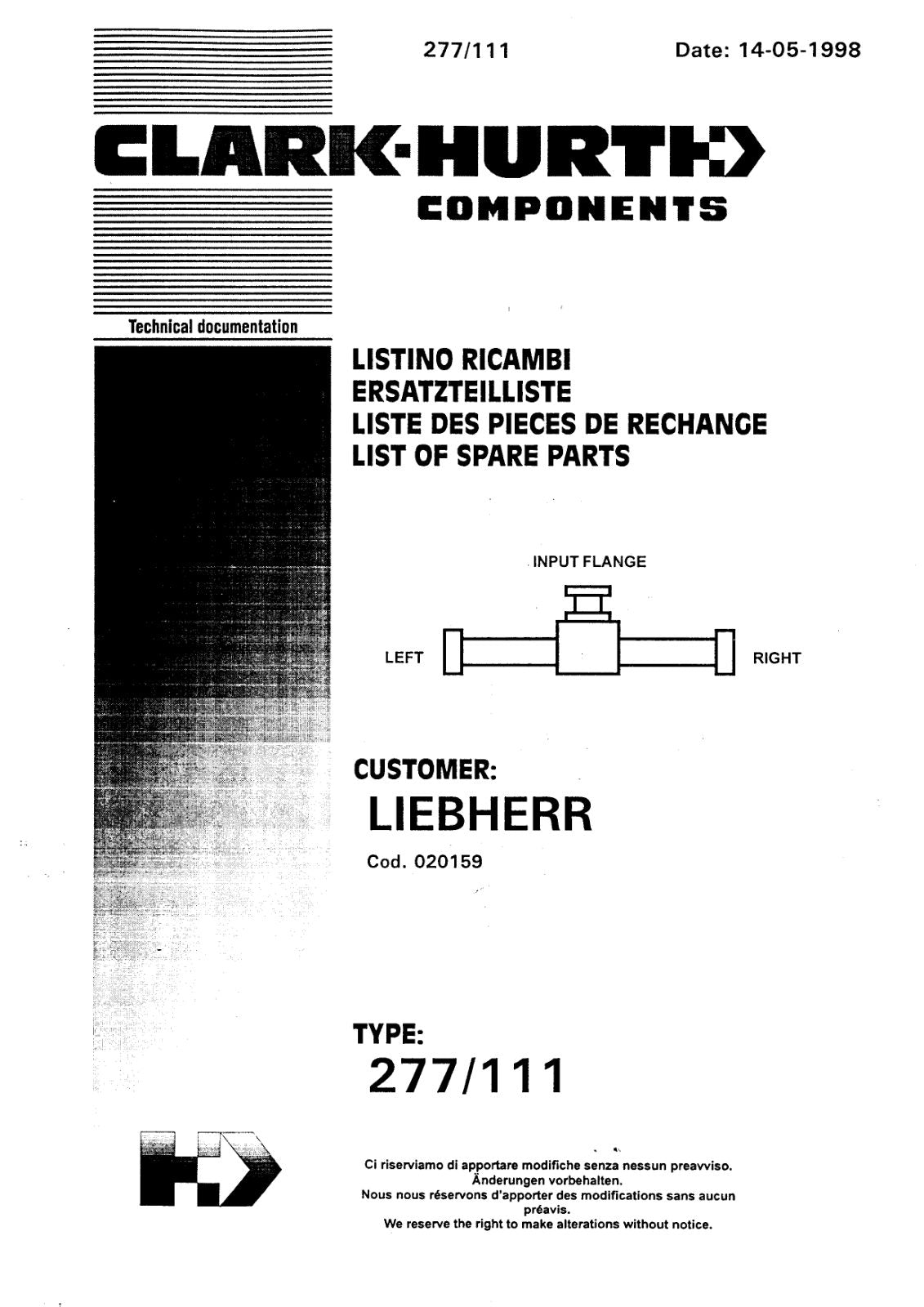 Dana Spicer 277/111 Steering Axle Parts Catalog for Liebherr – cover