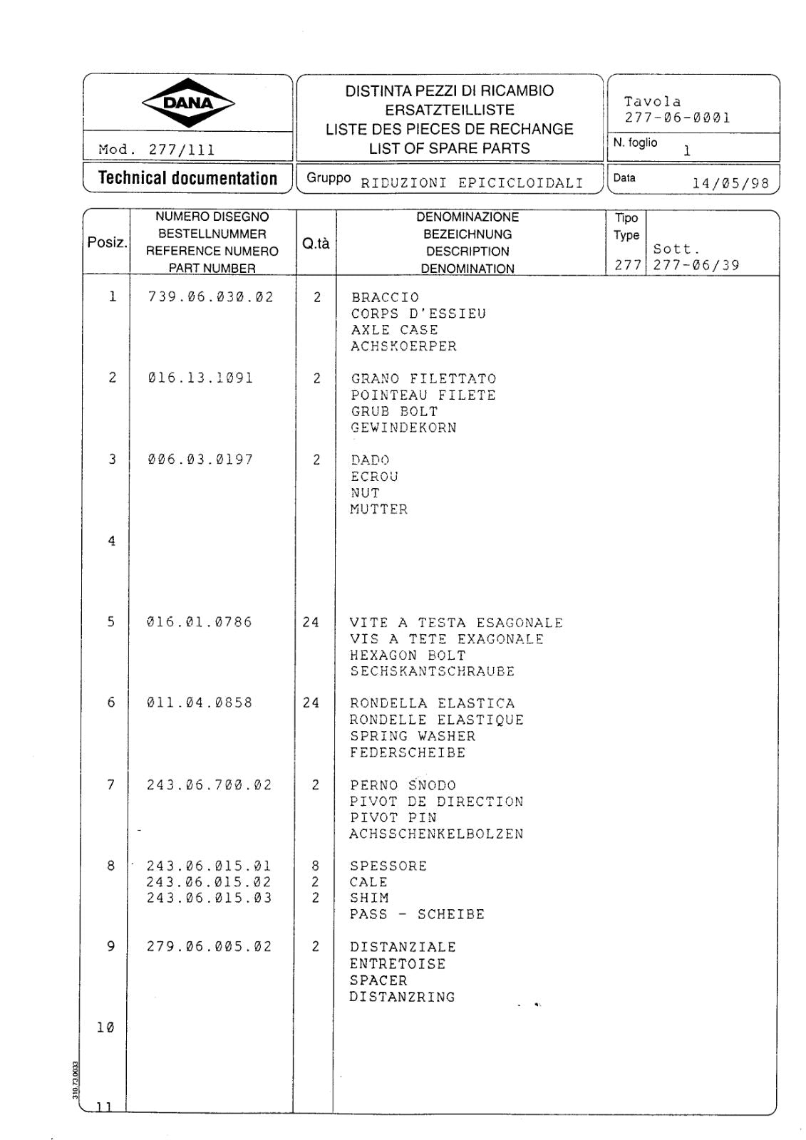 Dana Spicer 277/111 Steering Axle Parts Catalog for Liebherr – sample page 2