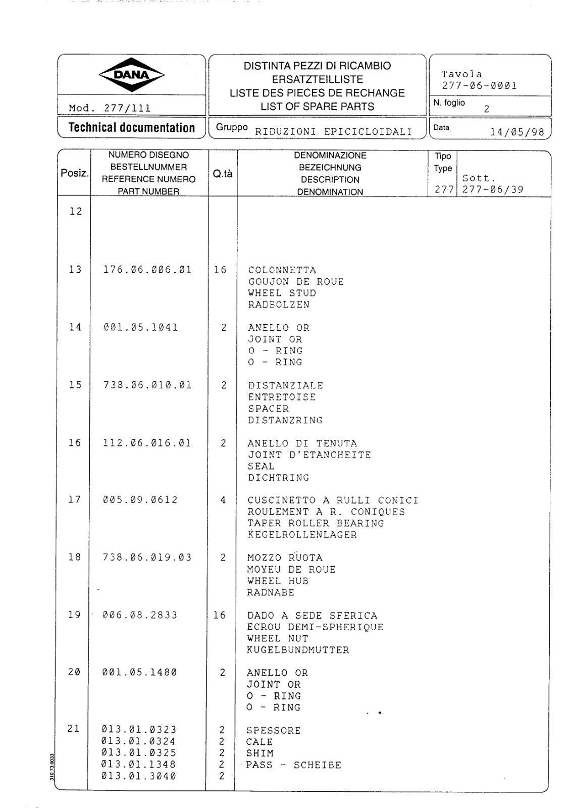 Dana Spicer 277/111 Steering Axle Parts Catalog for Liebherr – sample page 3