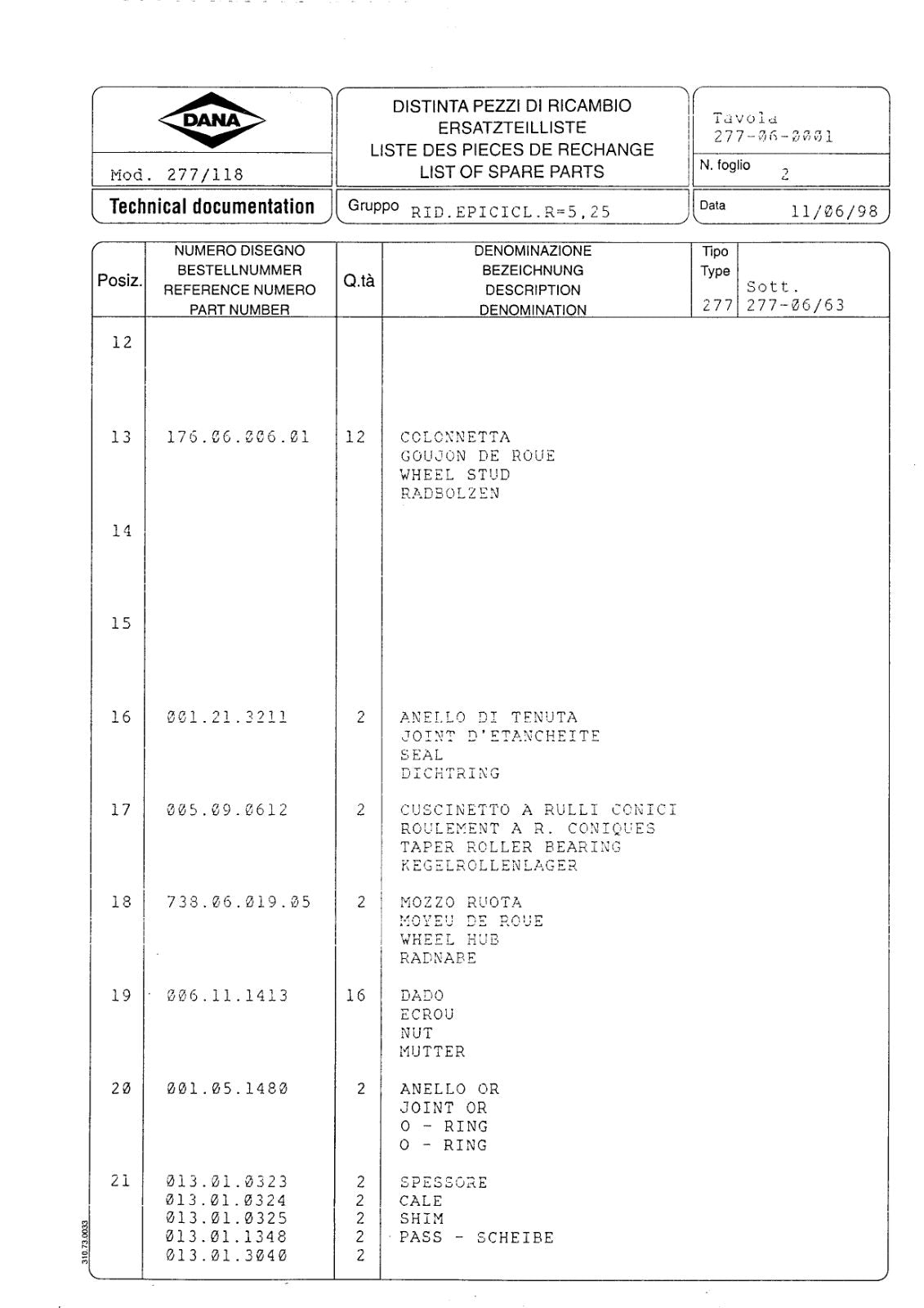 Dana Spicer 277/118 Steering Axle Parts Catalog for Fiat-Hitachi (Fiat-Hitachi 3310036) – sample page 3