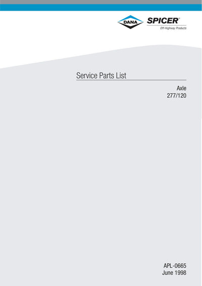 Dana Spicer 277/120 Steering Axle Parts Catalog – cover