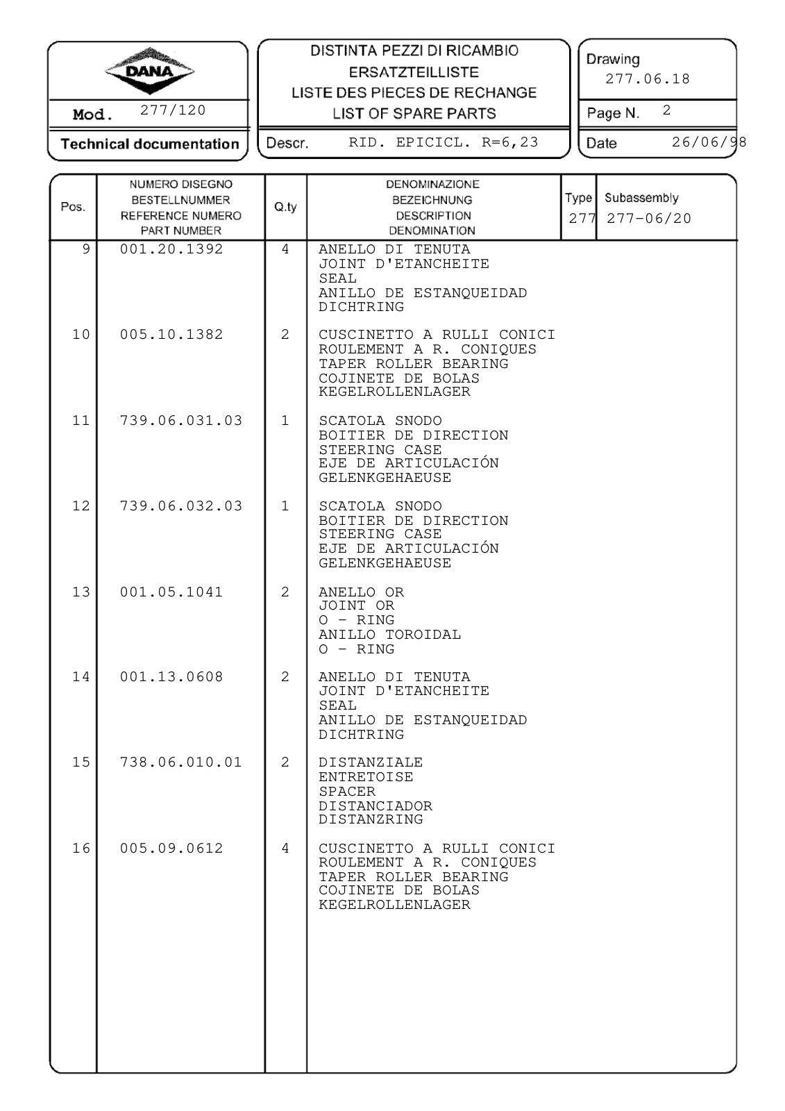 Dana Spicer 277/120 Steering Axle Parts Catalog – sample page 2