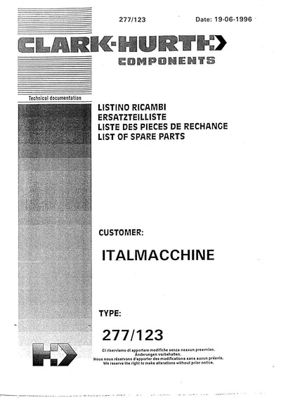 Dana Spicer 277/123 Steering Axle Parts Catalog for Italmacchine – cover