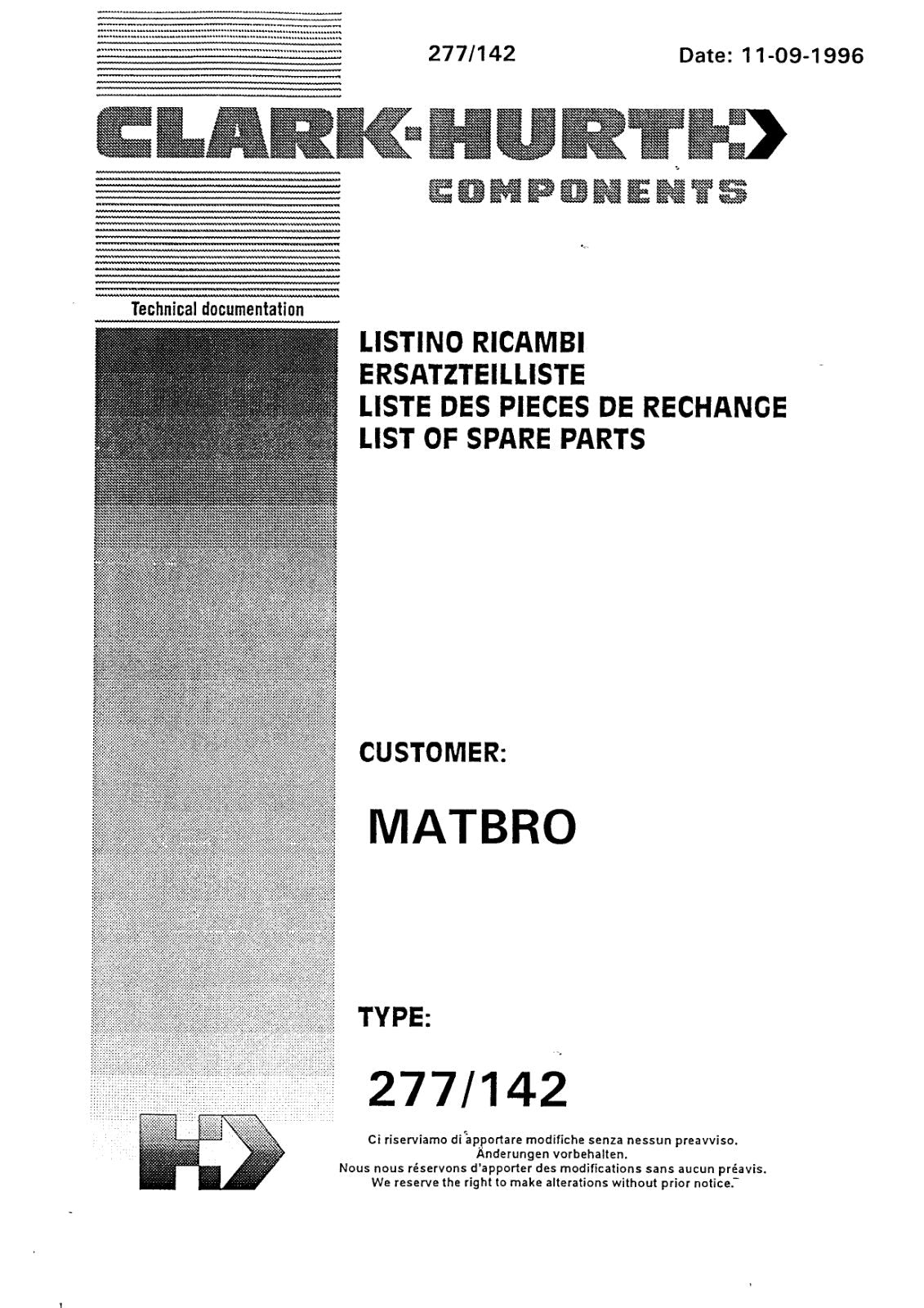 Dana Spicer 277/142 Steering Axle Parts Catalog for Matbro Telehandler – cover