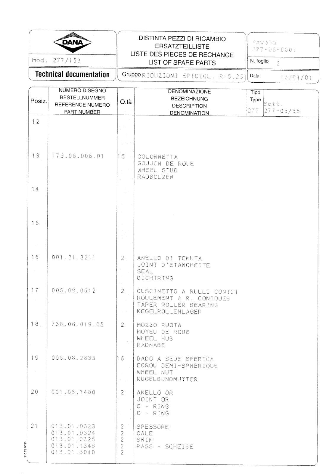 Dana Spicer 277/153 Steering Axle Parts Catalog for Liebherr A 310 B Wheeled Excavator – sample page 2