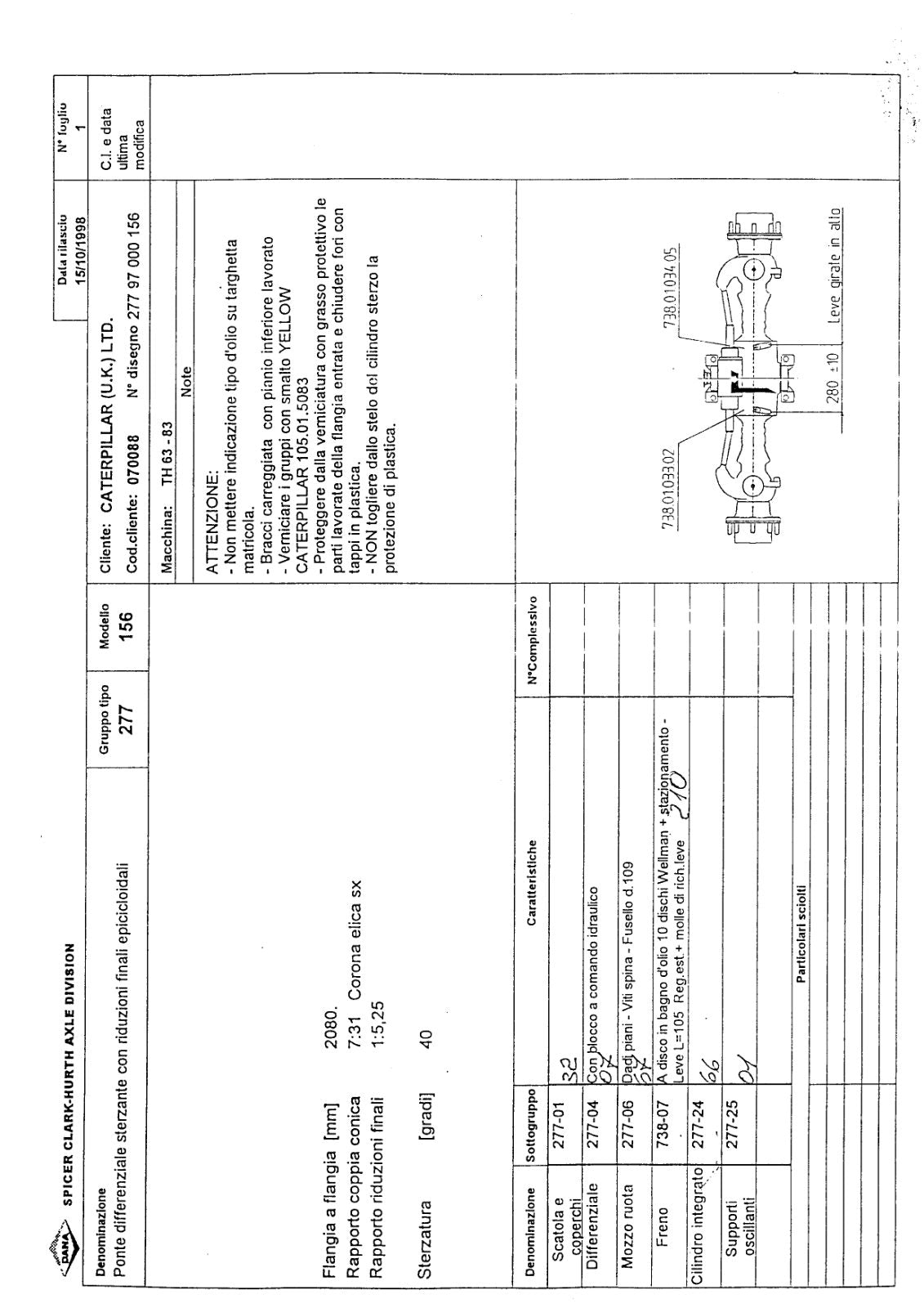 Dana Spicer 277/156 Steering Axle Parts Catalog for Caterpillar – sample page 1