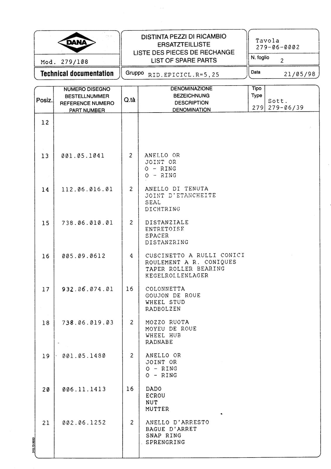 Dana Spicer 279/108 Steering Axle Parts Catalog for Caterpillar – sample page 2