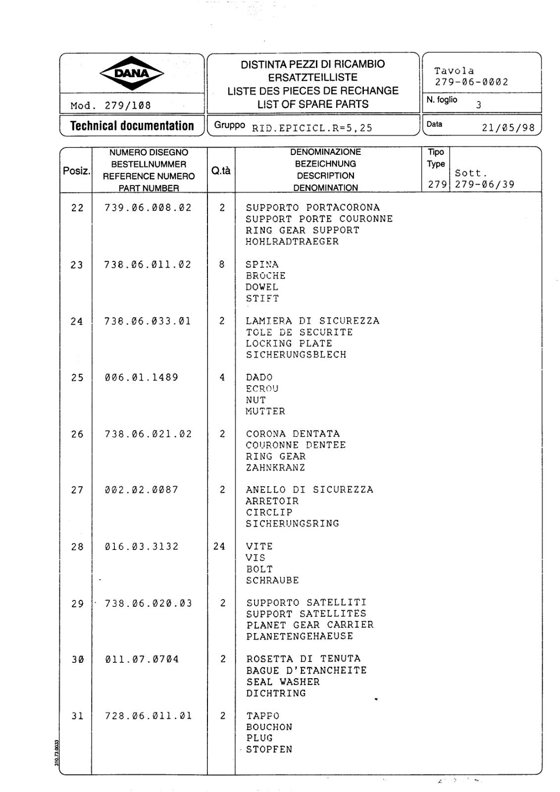 Dana Spicer 279/108 Steering Axle Parts Catalog for Caterpillar – sample page 3