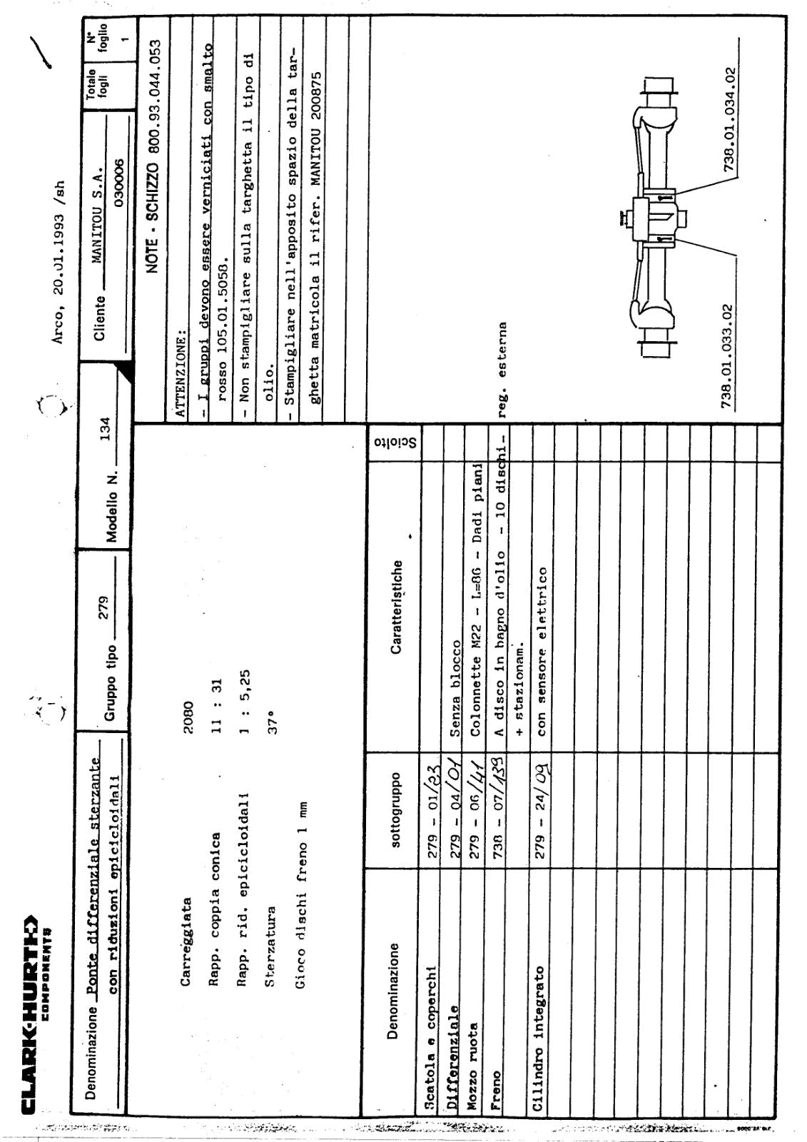 Dana Spicer 279/134 Steering Axle Parts Catalog for Manitou – sample page 1