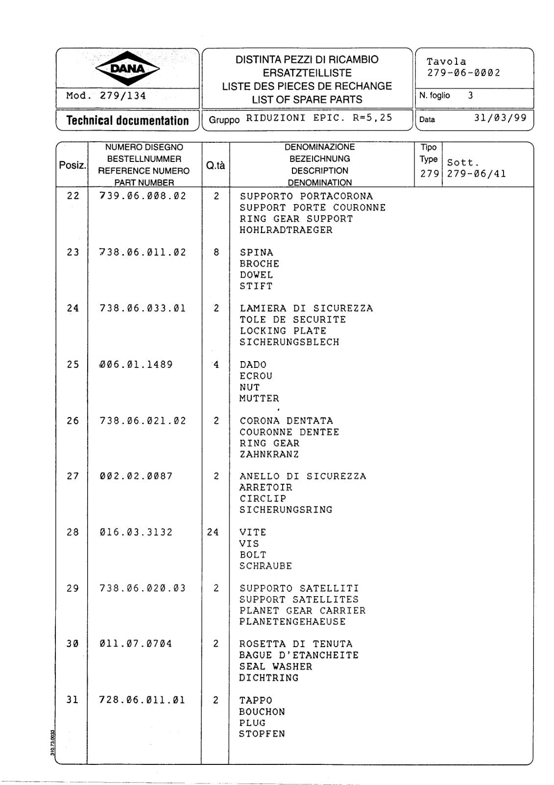 Dana Spicer 279/134 Steering Axle Parts Catalog for Manitou – sample page 3
