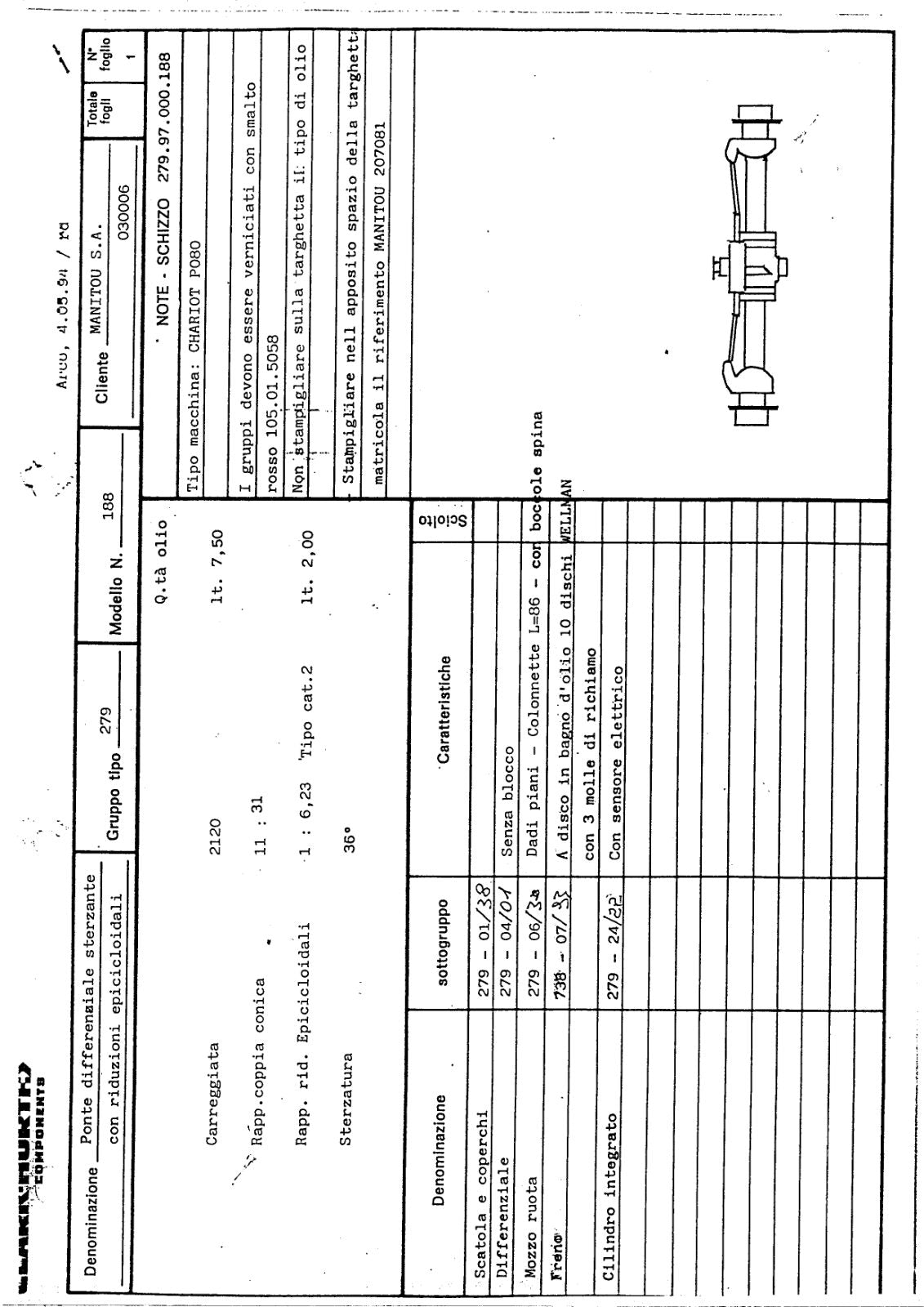 Dana Spicer 279/188 Steering Axle Parts Catalog for Manitou (Manitou 207081) – sample page 1