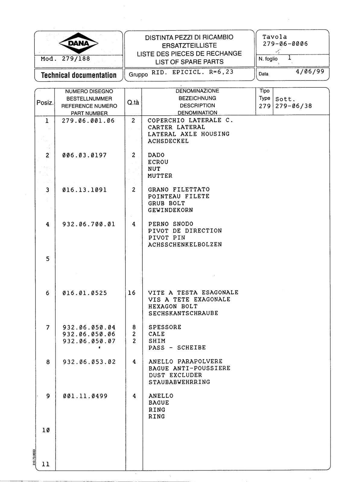Dana Spicer 279/188 Steering Axle Parts Catalog for Manitou (Manitou 207081) – sample page 2