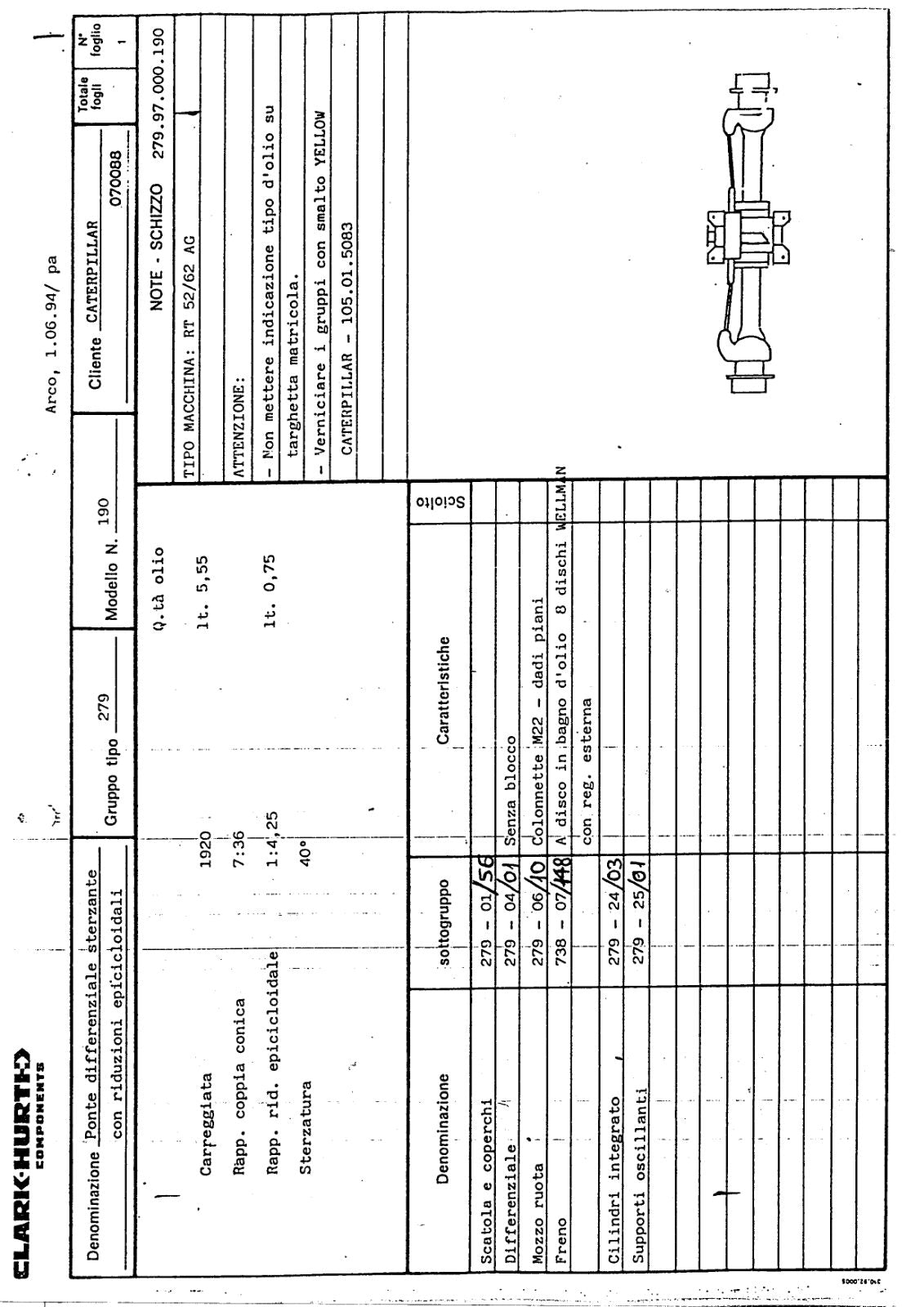 Dana Spicer 279/190 Steering Axle Parts Catalog for Caterpillar RT 52/62 AG – sample page 1