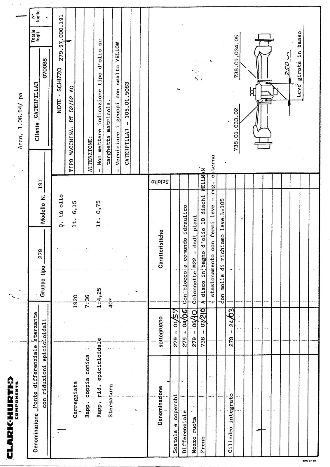 Dana Spicer 279/191 Steering Axle Parts Catalog for Caterpillar RT 52/62 AG – sample page 1