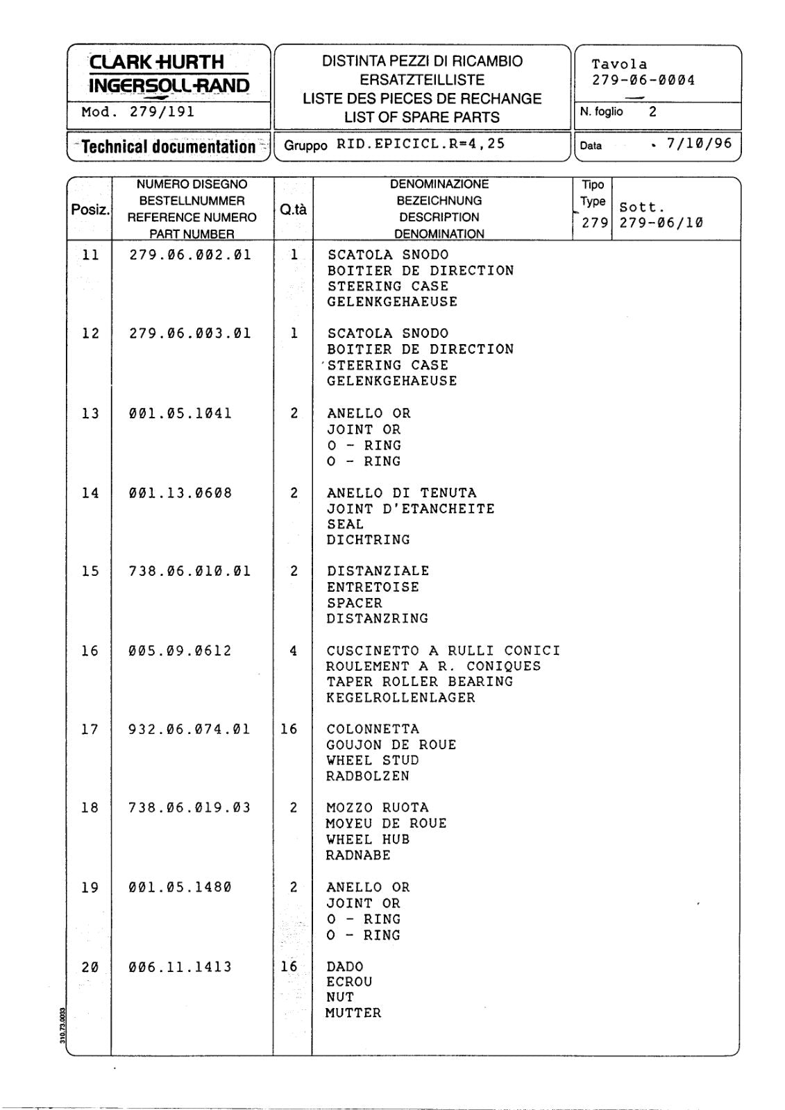 Dana Spicer 279/191 Steering Axle Parts Catalog for Caterpillar RT 52/62 AG – sample page 2