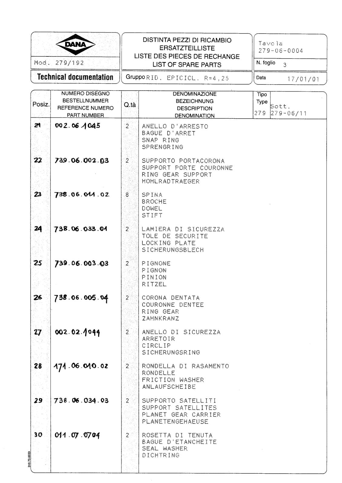 Dana Spicer 279/192 Steering Axle Parts Catalog for Takeuchi TBO70W Wheeled Excavator – sample page 3