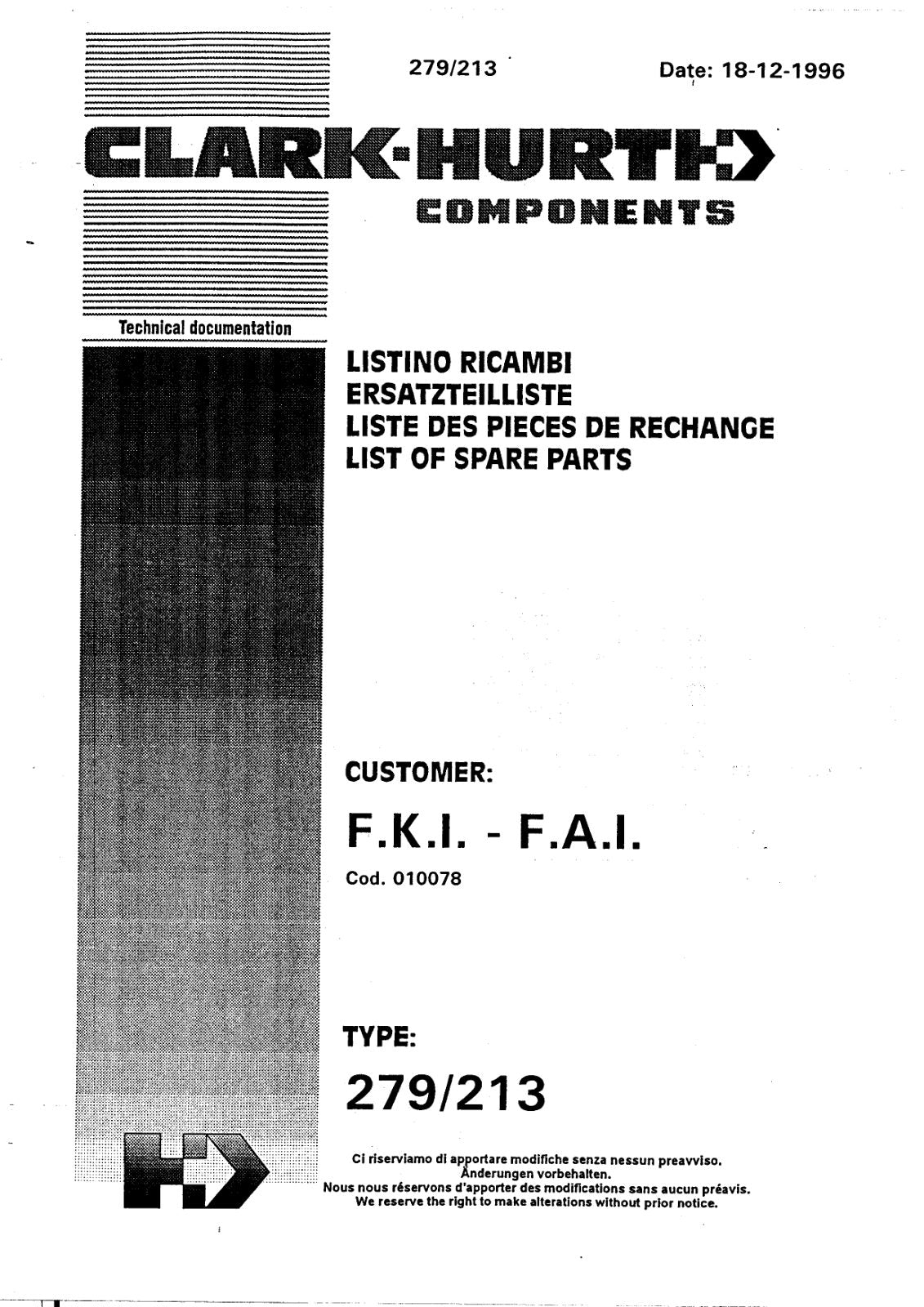 Dana Spicer 279/213 Steering Axle Parts Catalog for Komatsu 410 Wheeled Excavator – cover