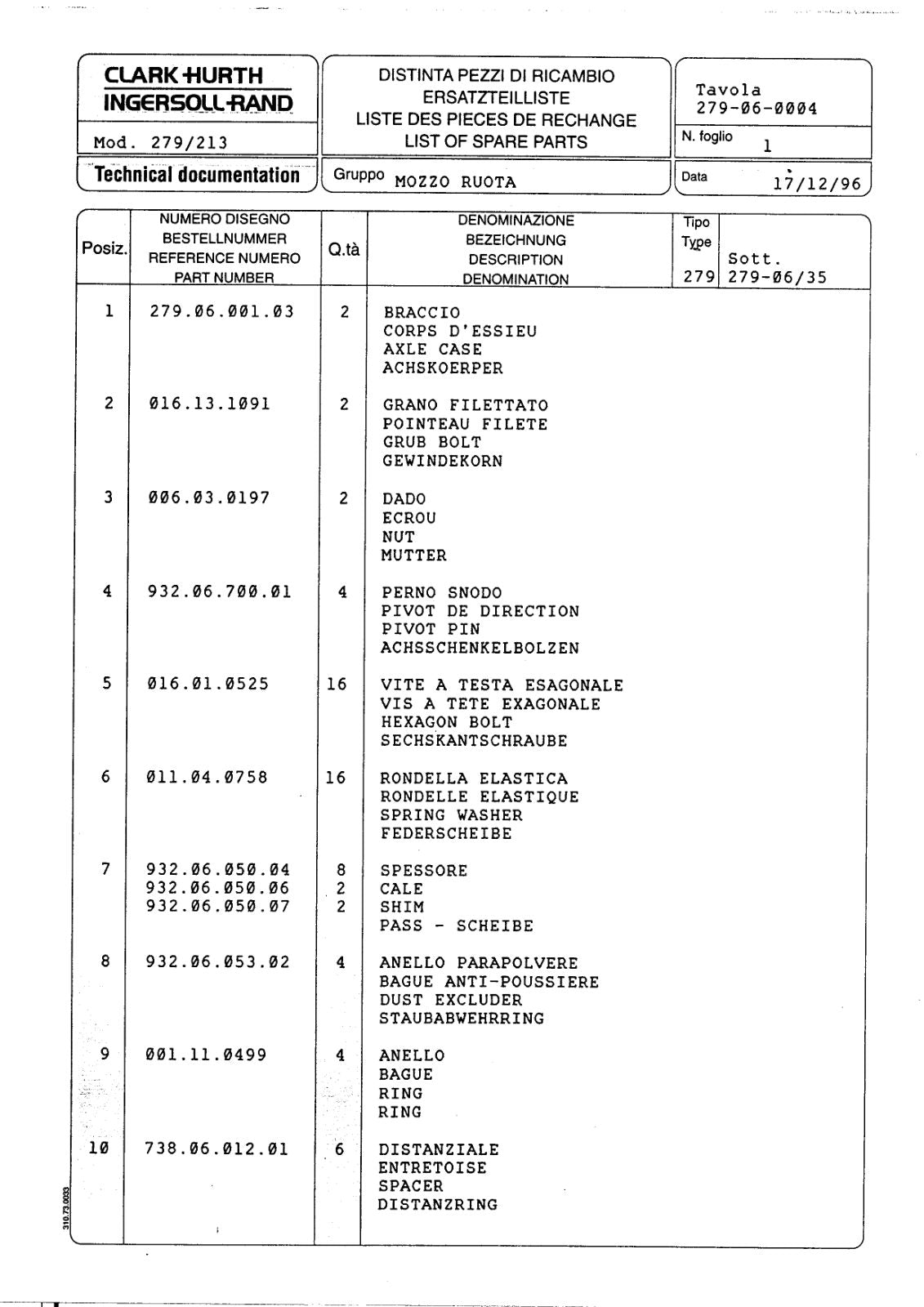 Dana Spicer 279/213 Steering Axle Parts Catalog for Komatsu 410 Wheeled Excavator – sample page 2