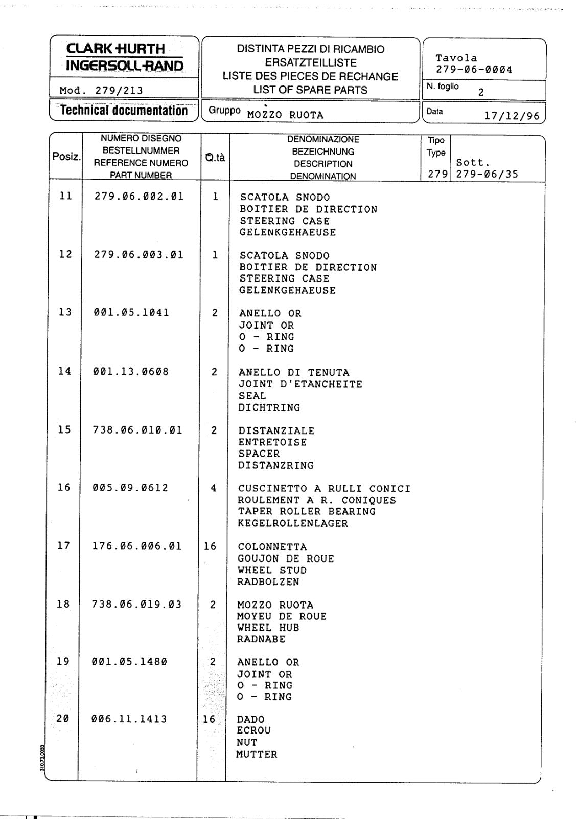 Dana Spicer 279/213 Steering Axle Parts Catalog for Komatsu 410 Wheeled Excavator – sample page 3