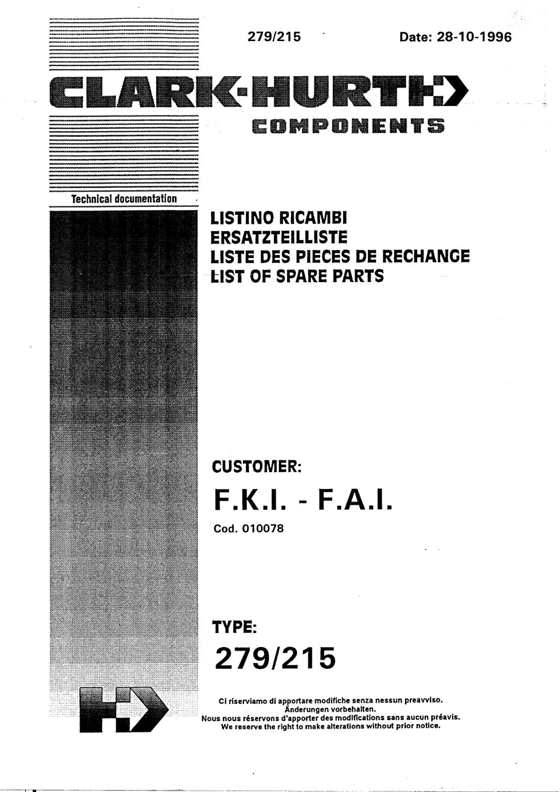 Dana Spicer 279/215 Steering Axle Parts Catalog for Komatsu Backhoe Loader – cover